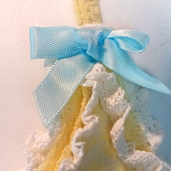 Yellow And White Lace Trim Bow Tie Triangle Bikini Set sz M - Picture 9 of 12
